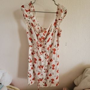 Reformation Jess Dress in Jubilee (Size: 10) (Red floral over cream bkgd)